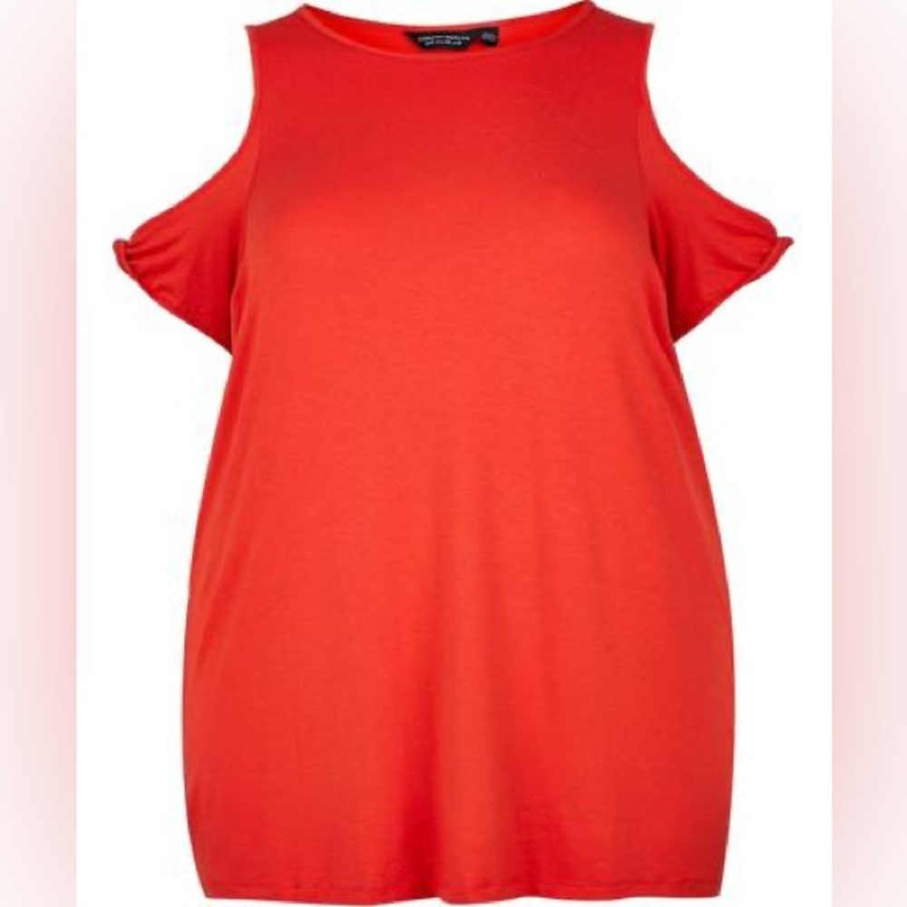 Dorothy Perkins Women's Red Cold Shoulder Short Sleeve Top